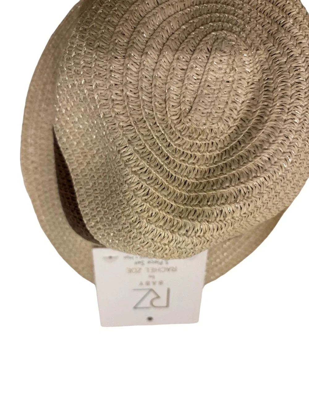Rachel Zoe Unisex Stylish Beige Toddler Fedora Straw Sun Hat with Brown Trim